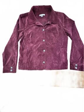 Christopher & Banks Women's Burgundy Suede Button-Up Jacket Size M